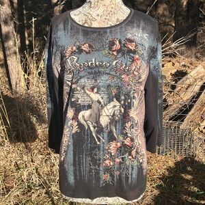 Western Bling Rodeo Girl Top. Size 3XL